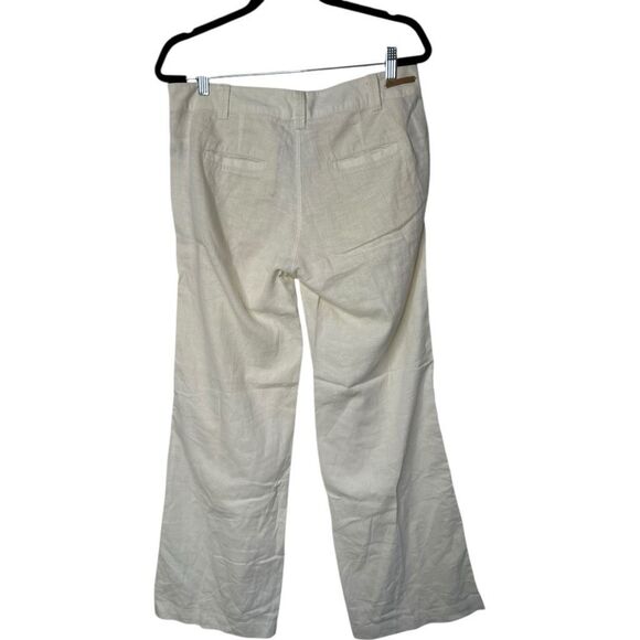 Pilcro and The Letterpress Anthropologie White Wide Leg Linen Pants Sz 6 Classic - Picture 5 of 9